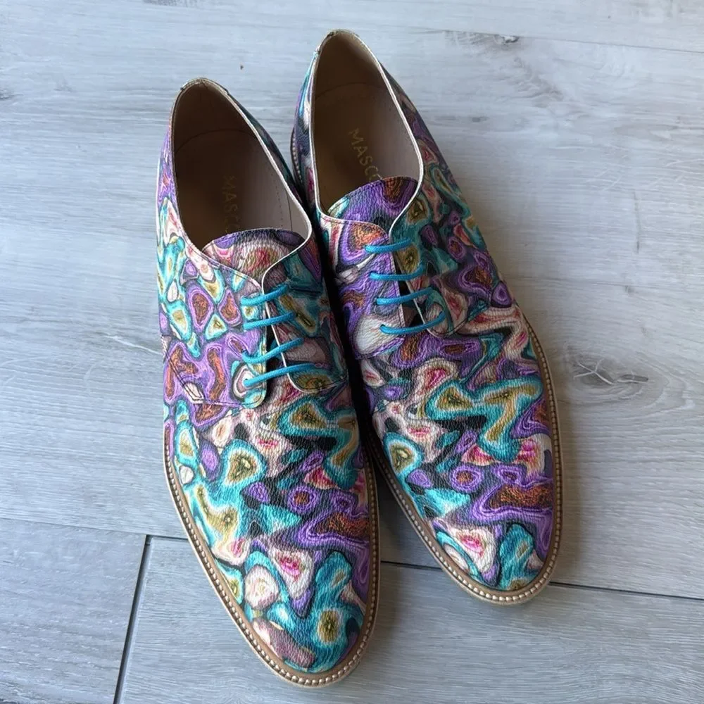 Mascolori Men's Oxford Multicolored Size 44Euro 12US Made In Portugal New In Box